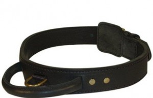 Rottweiler agitation leather dog collar with handle